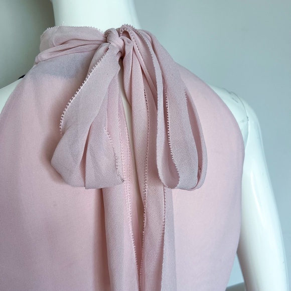 $540 | NWT | Luisa Spagnoli Silk Sleeveless Chiffon Mock Neck Top Blouse Bow Tie - Picture 12 of 16